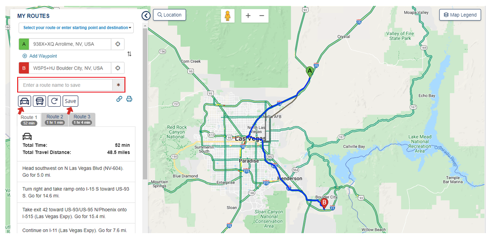 Creating and saving Route